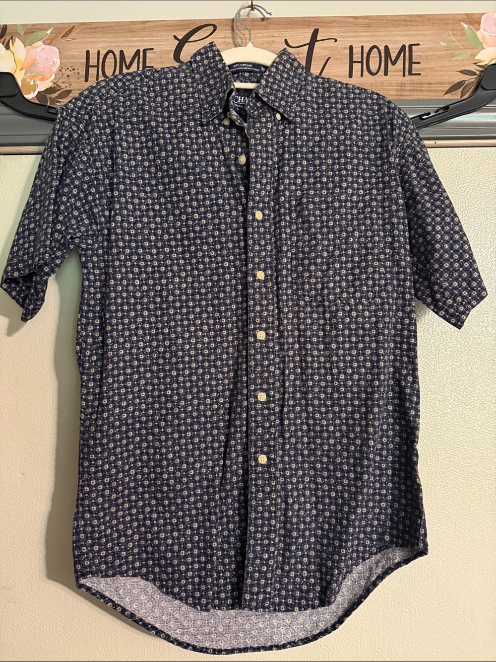Vintage chaps Ralph Lauren Navy Short-Sleeve Button-Down size small